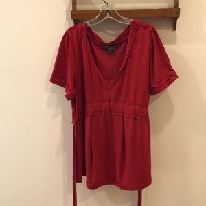 Marc Jacobs S Red Rolled Collar Tied Waist